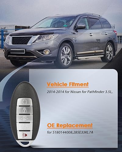 Miniatura 2 de OCPTY 1 X Control remoto de entrada con llave abatible de repuesto para 2013-2016 para Nissan Pathfinder 2013-2015 para Nissan para Pathfinder