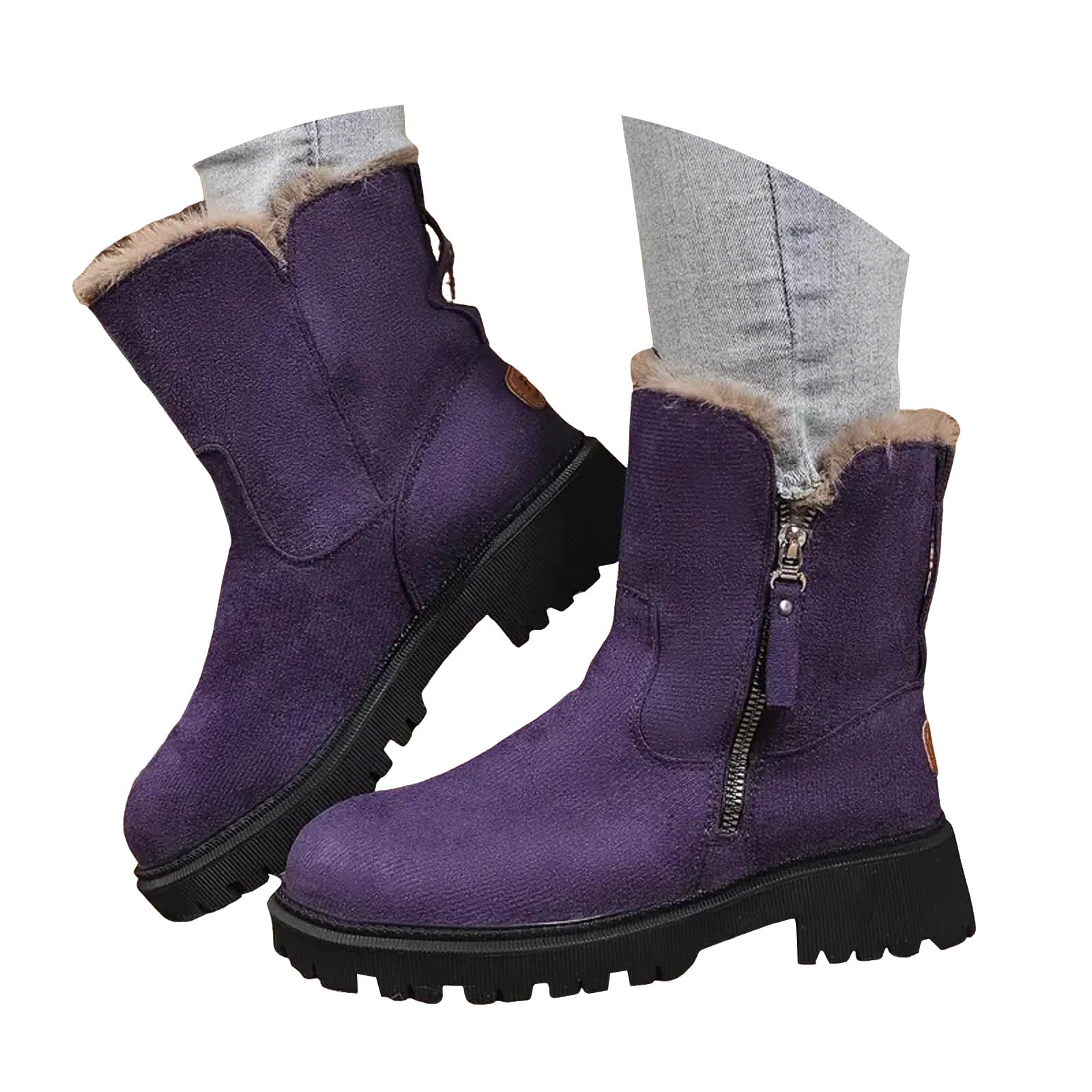 Winter Boots for Women Warm Lined Ankle Short Boots Casual Fashion Side Zipper Mid Calf Booties aterproof Comfortable