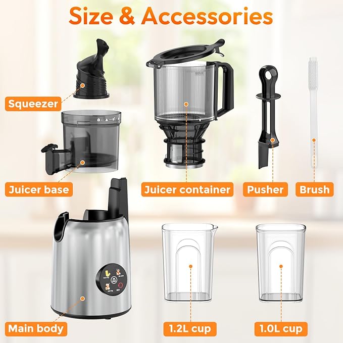 Extractor de Jugos Prensado Frío 3 en 1 Boca Ancha 300W miniatura 9