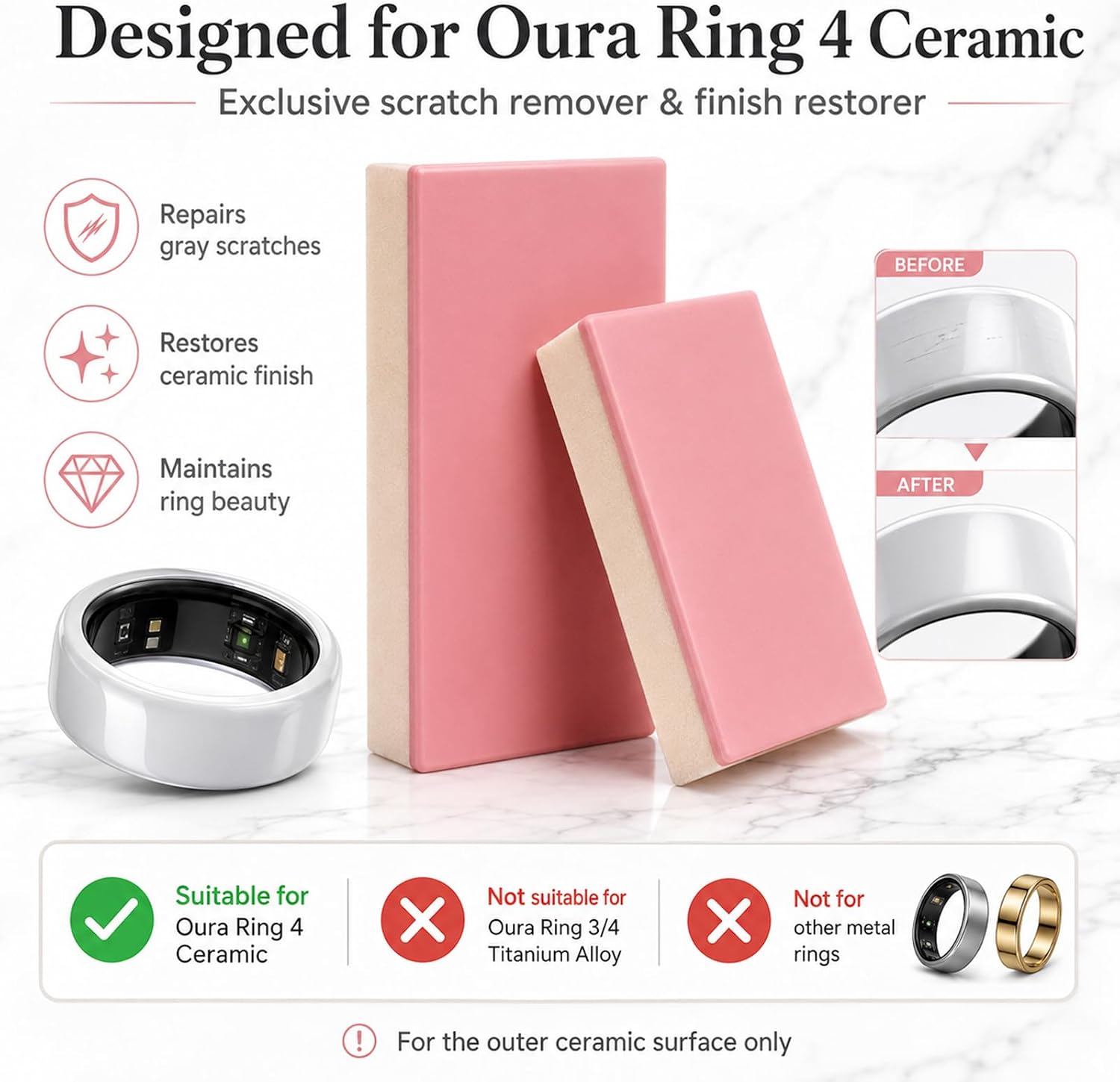 Compatible with Oura Ring Polishing Pad,8 Pack Polishing Pad for Oura Ring 5/4 Ceramic Scratch Remover and Surface Restore