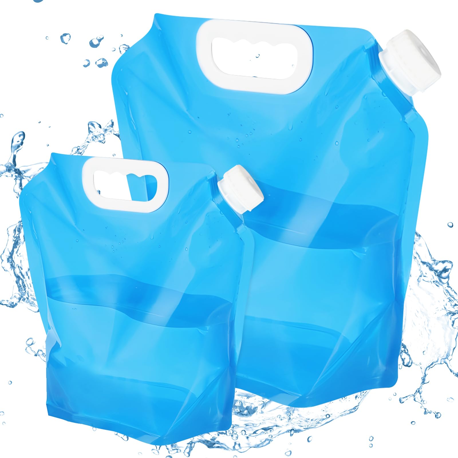 flintronic 2Pcs Collapsible Water Container, Large Capacity Foldable Water Container, Portable Carrier Water Bag Reusable, BPA-Free, for Sport, Hiking, Camping, BBQ (5L+10L)