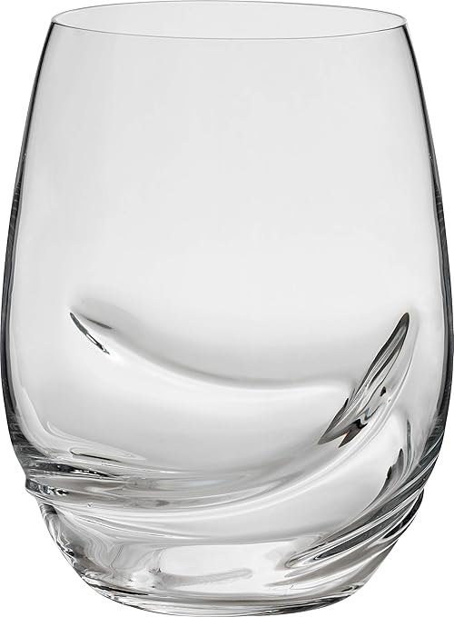 Trudeau Stemless Wine Glasses, 17 oz, Set of 2, Clear (Model Number