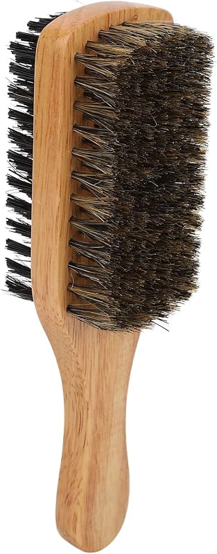 Brrnoo Cepillo para Barba de Doble Cara, Cerdas de imitación con Mango de Madera de Goma para Hombres, Cepillo para Bigote, Herramienta para el Cuidado de la Barba - Marrón