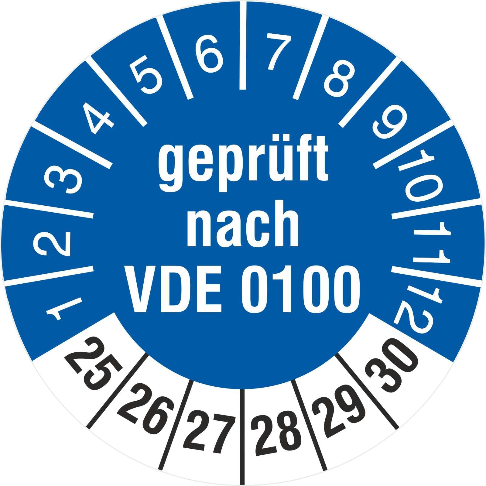 2500 Prüfetiketten geprüft nach VDE 0100 2025-2030 30 mm Prüfplaketten