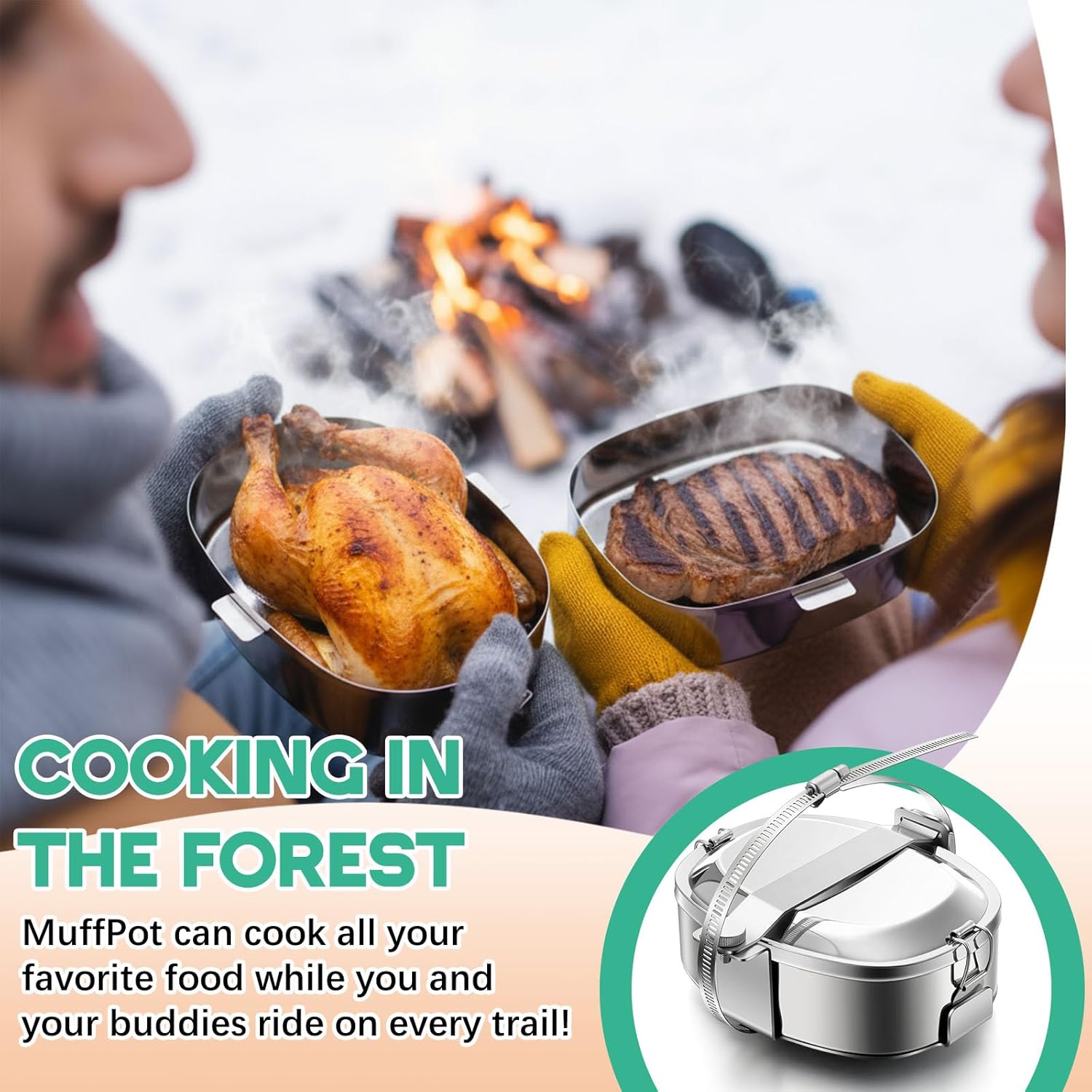 2 Pcs Snowmobile Exhaust Food Warmer UTV Stainless Steel Muffler Exhaust Cooker Compatible with Arctic Cat Polaris ATV Motorcycle Snowmobile Lunch Box Food-Grade Hot Dog Warmer