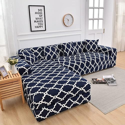 Miniatura 3 de MIFXIN Funda de sofá seccional de 2 piezas elásticas de 3 asientos en forma de L, fundas elásticas impresas para sofá seccional, protector de