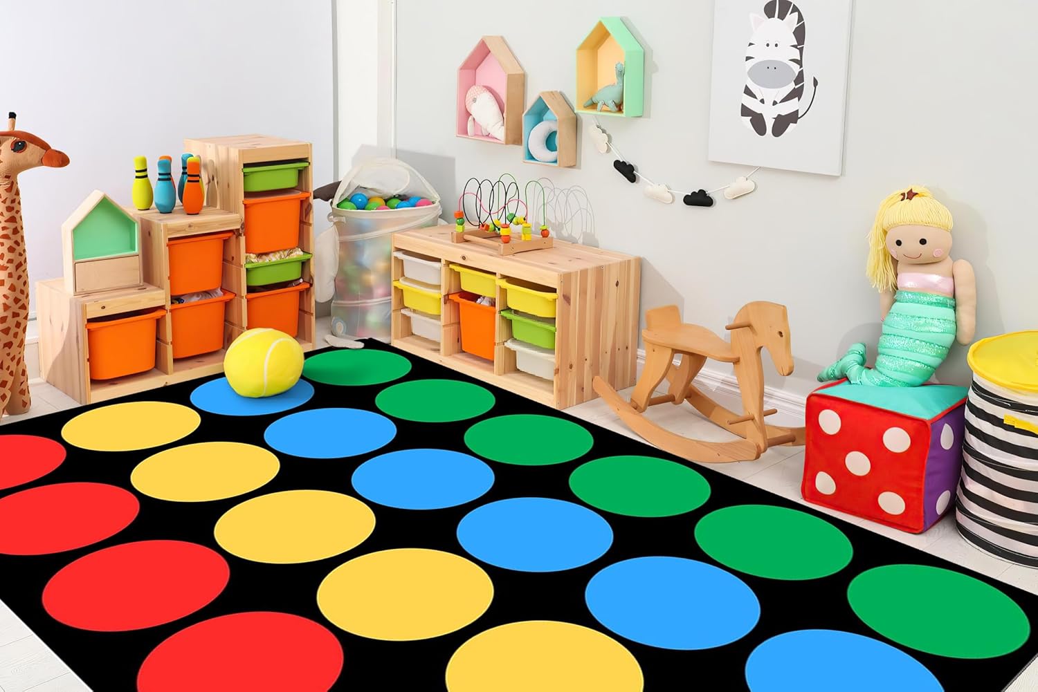 Classroom Rugs Elementary Carpets 8'x12' Large Rainbow Rug 24 Seats for Class