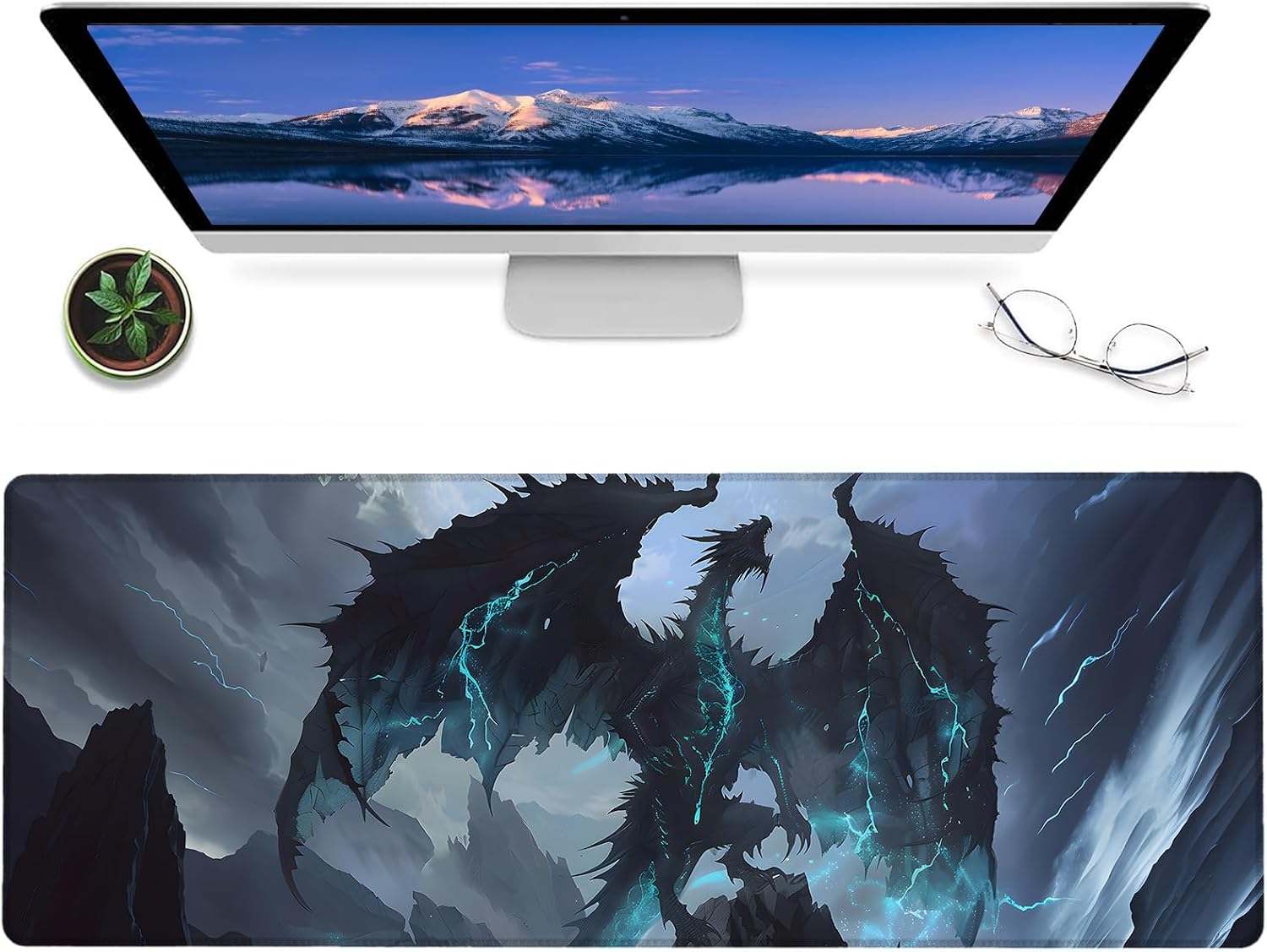 Cool Dragon Gaming Mouse Pad,12x31.5in Non-Slip Rubber Animal Desk Mat,Large Extended Mousepad for Office Home Laptop,Mice Pads Gifts,Game Lover Deskmat Decor (Epic Fantasy Dragon)