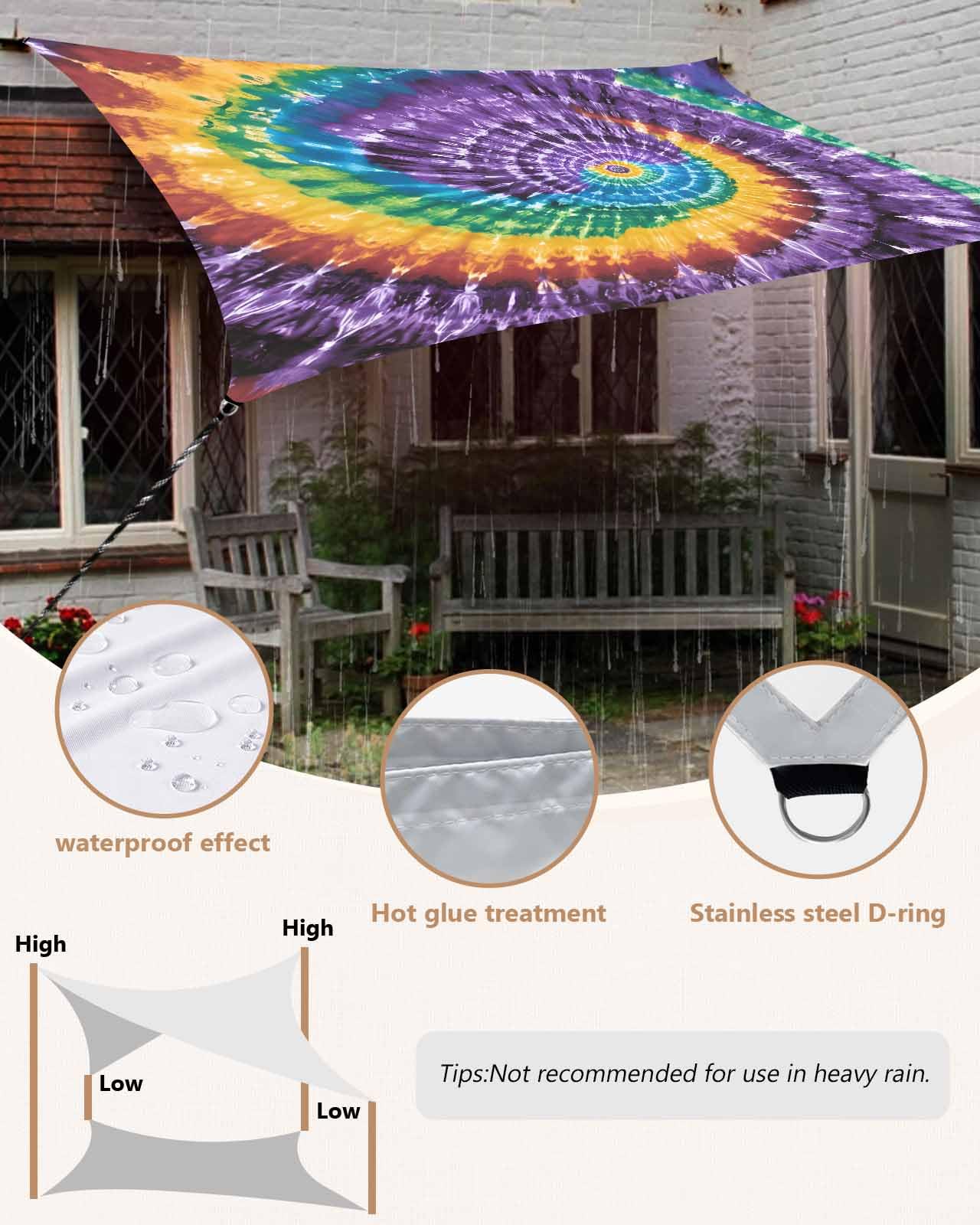 Amazon.com : Sun Shade Sail 6.5'x10' Purple Tie-Dye Art Rectangle