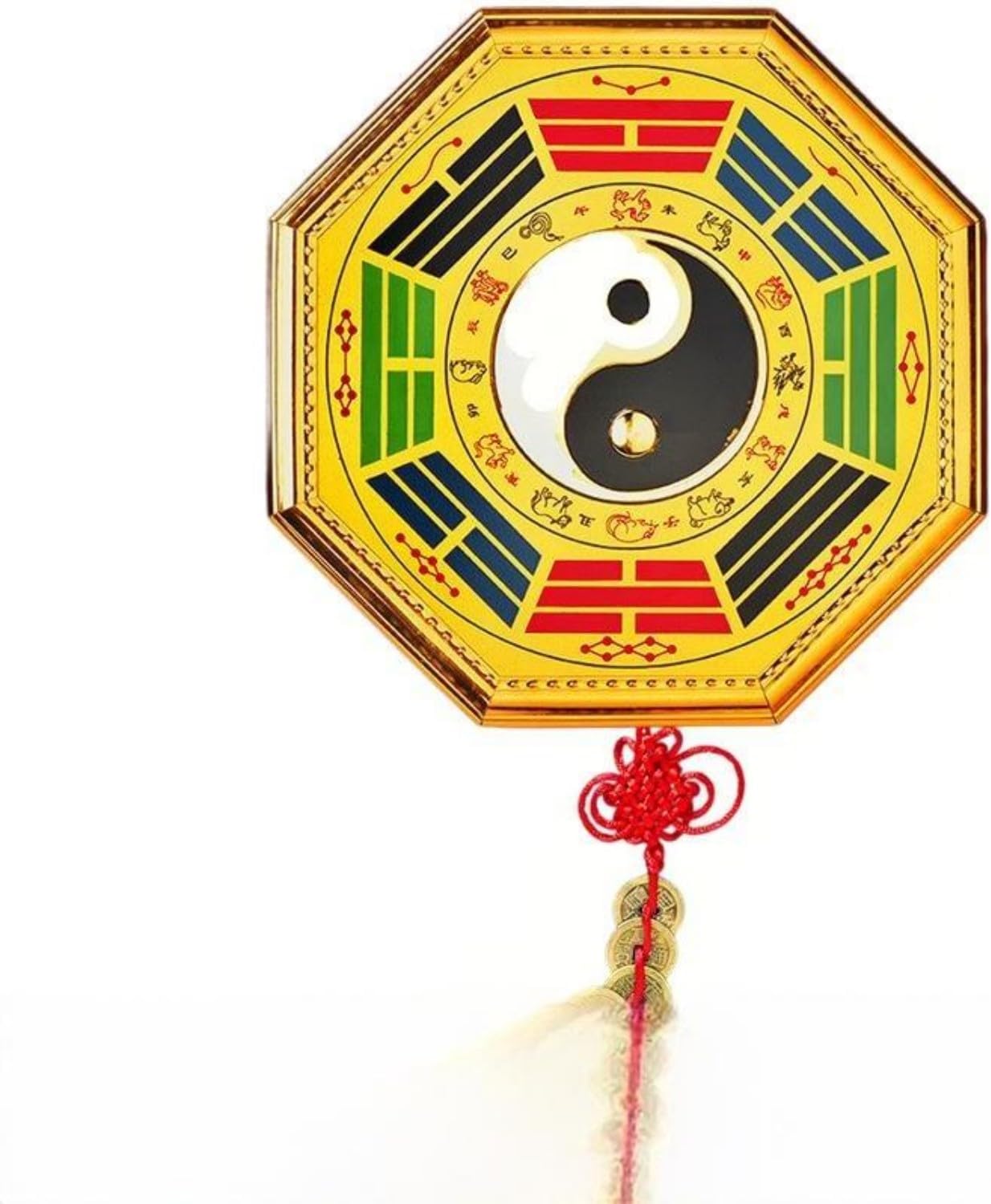 十二生肖阴阳鱼太极八卦镜太极镜黑白八卦图门口店铺 Feng Shui Good Amulet 摆件 fengshui Chinese Tassel Ornaments-1080