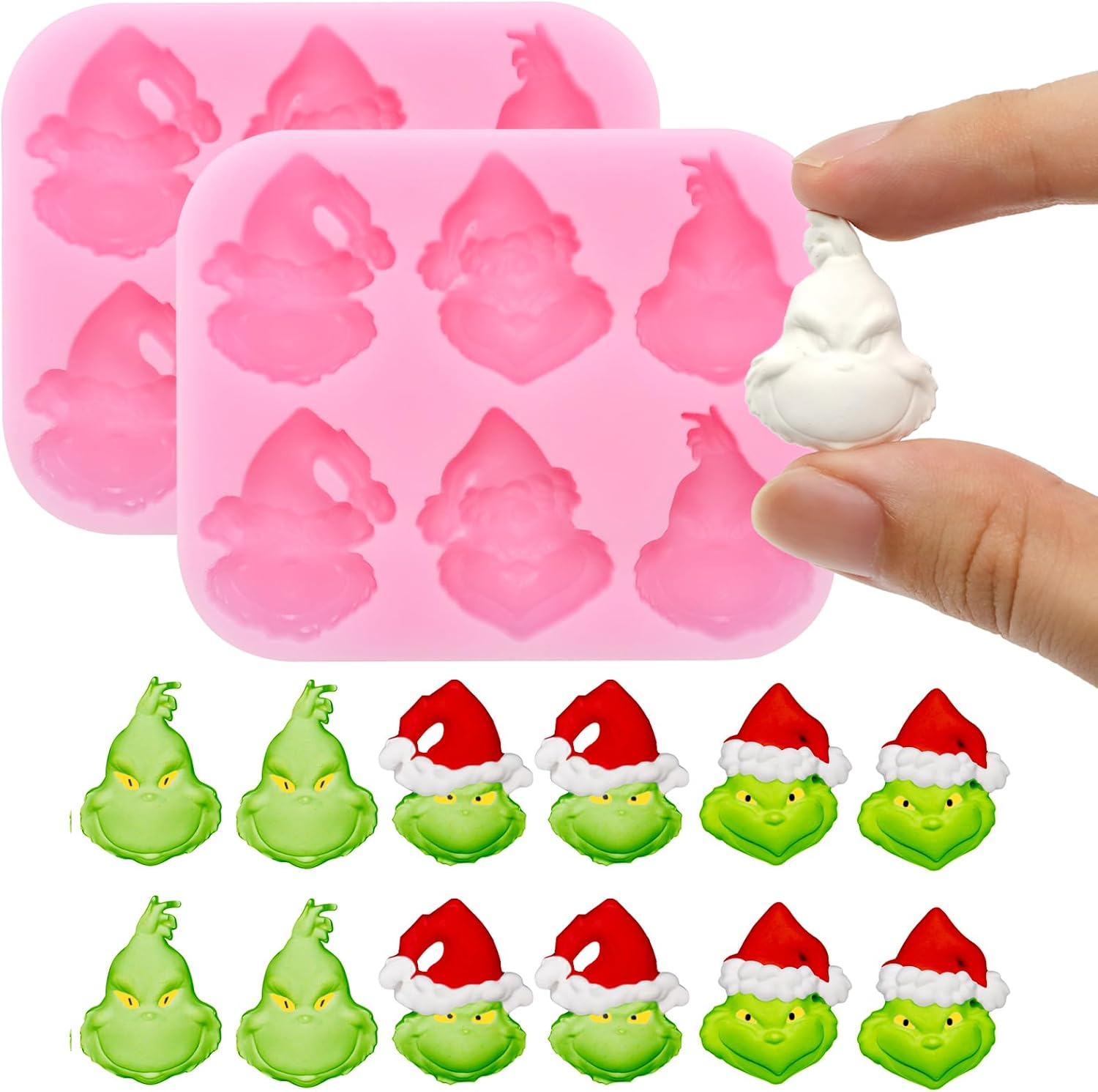 2 Pcs Christmas Chocolate Mold 3D Skull Designs DIY Pink Silicone Baking Molds Xmas Theme Food Grade Chocolate Candy Cake Moulds Homemade Cute Chocolate Mold for Christmas New Year Party Decor Gift