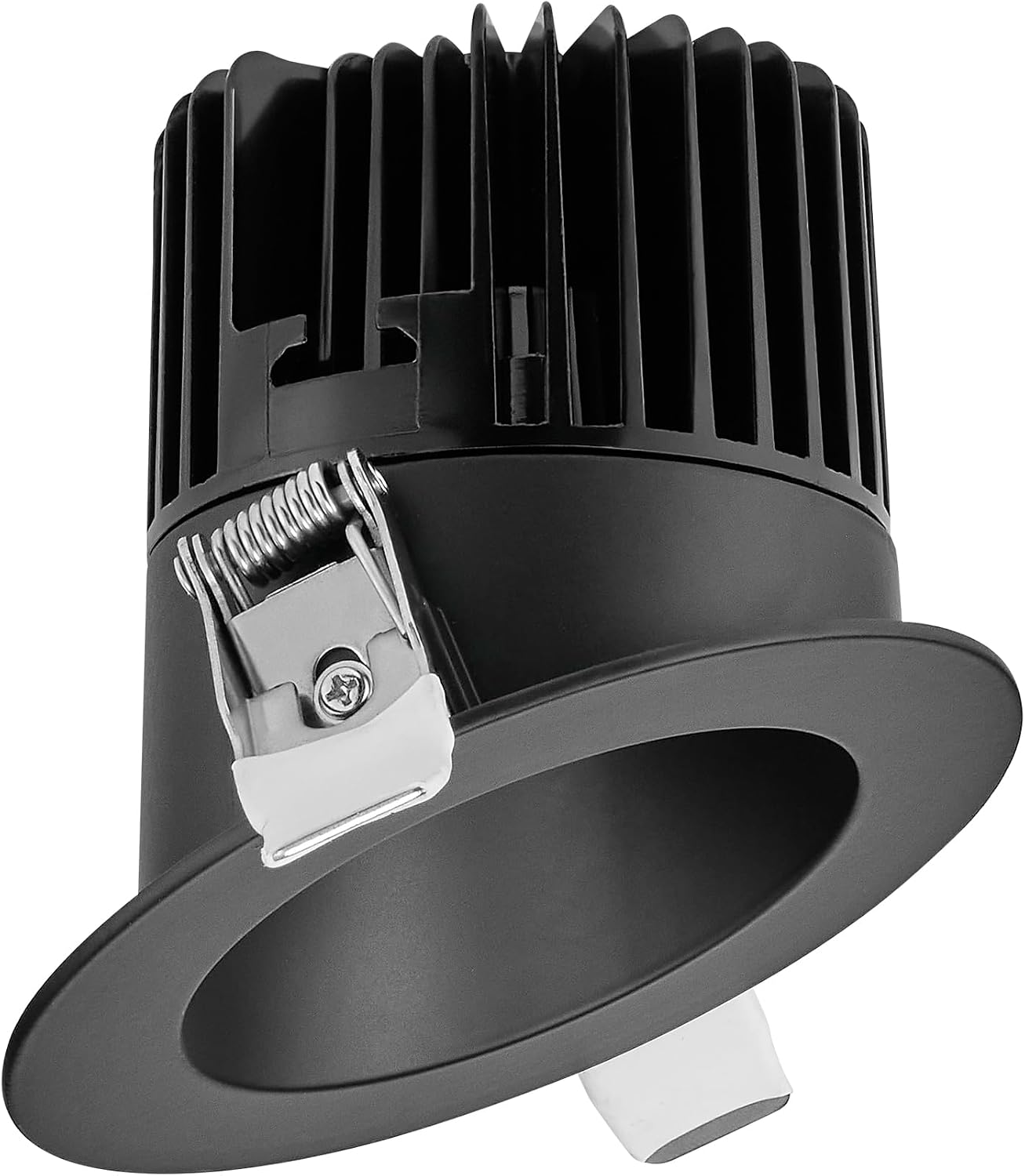 Maxxima 4" Canless Sloped Recessed Anti-Glare LED Downlight, For Sloped Ceilings, 900 Lumens, IC Rated, 5 Color Temperature Selectable 2700K/3000K/3500K/4000K/5000K, Dimmable, Round Black Trim 90 CRI