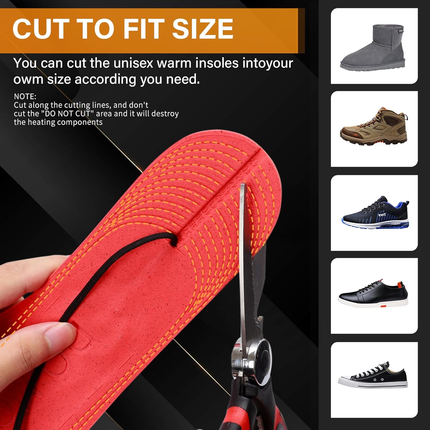 Dr.warm Rechargeable Heated Insoles, APP Remote Control Thermal Electric Insoles Battery Powered Foot Warmers for Men Women Outdoor Hunting Fishing Camping - Image 5