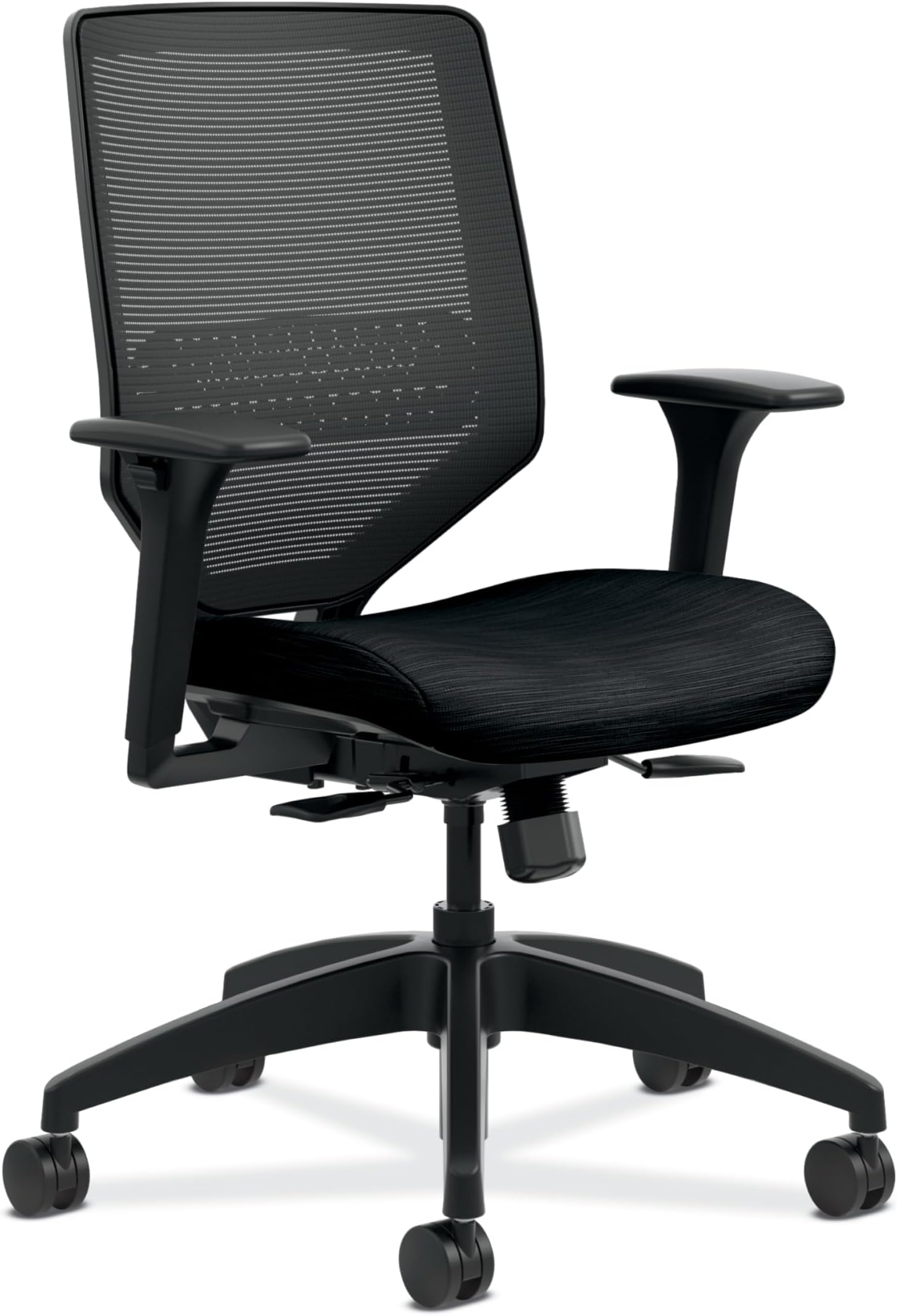 Solve Ergonomic Mesh Task Chair with Adjustable Lumbar Support and Arms, Synchro‑Tilt Desk and Computer Seating for Home Office or Workstation, Black