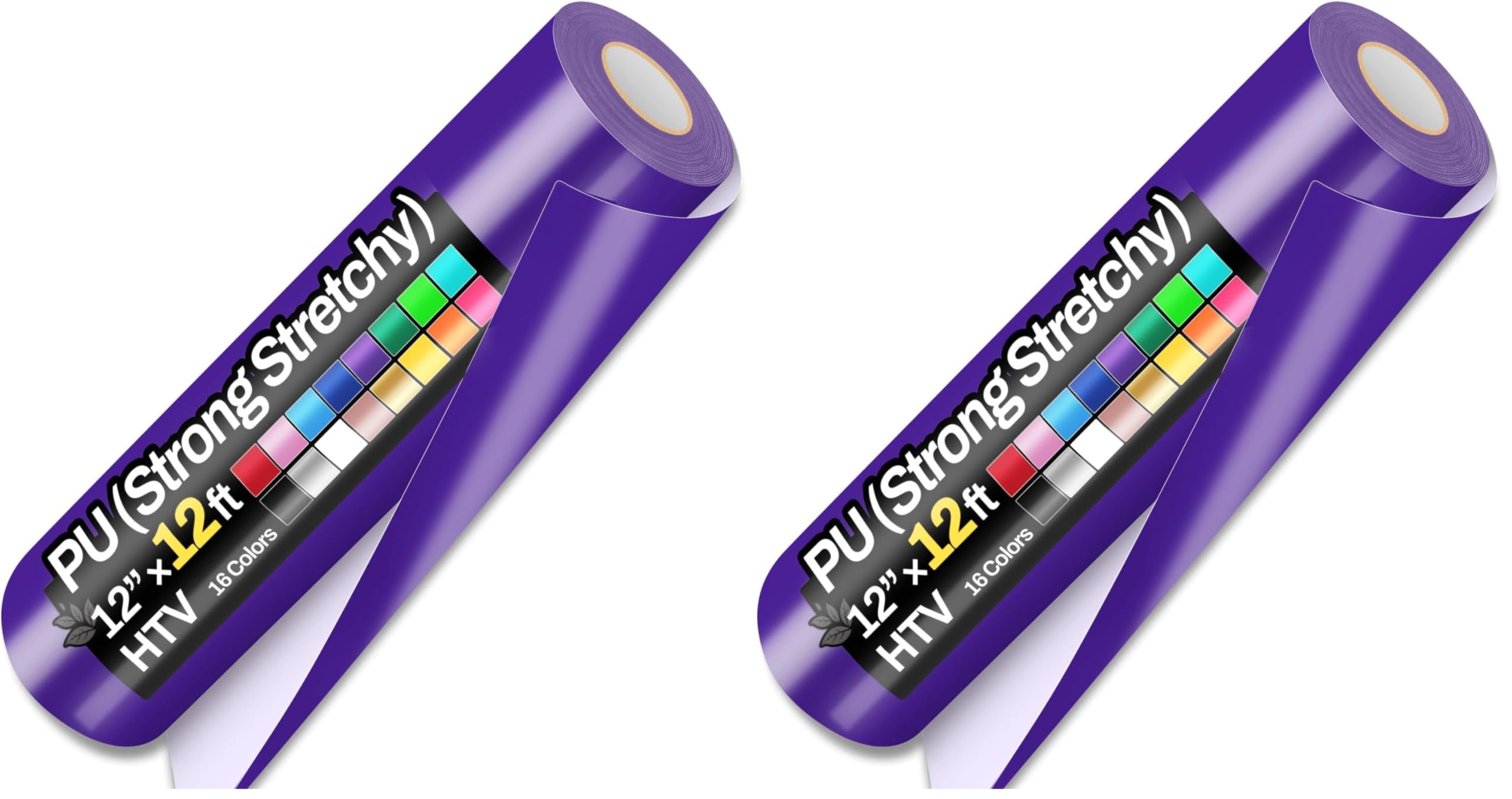 12" x 12ft Heat Transfer Vinyl Rolls, PU (Strong Stretchy) HTV Vinyl Purple for Shirts, Sooez Iron on Vinyl for All Cutter Machine, Easy to Cut &amp; Weed for DIY Heat Design, Matte Finish (Pack of 2)