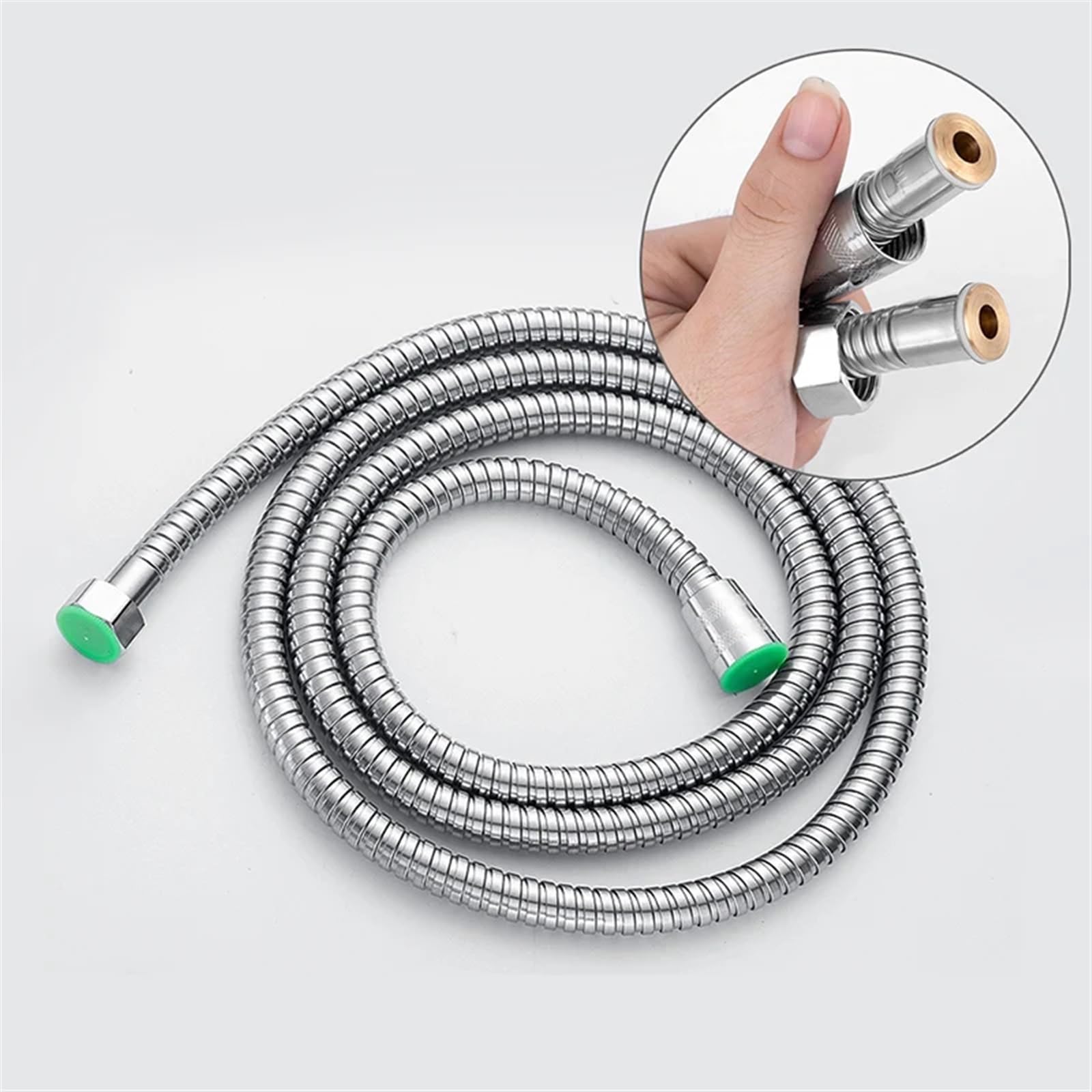 Manguera de ducha flexible de acero inoxidable de 2 m, tubo de fontanería elástico para accesorios de baño, conecta inodoro y inodoro de 1,27 cm y fácil de instalar, acabado plateado