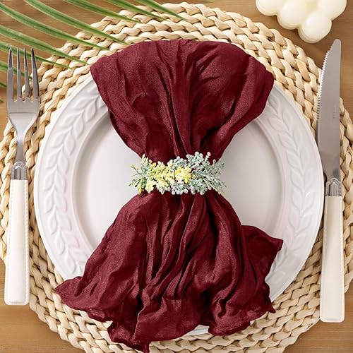 Miniatura 16 de Socomi Servilletas de estopa de terracota naranja quemado de otoño para Acción de Gracias, paños de queso de gasa, juego de 10 servilletas lavables