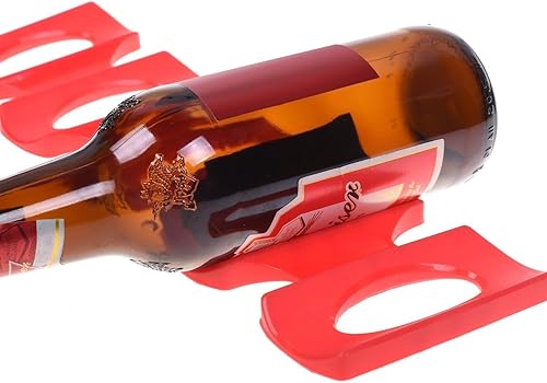 Miniatura 2 de Ucity Apilador de vino de silicona roja de 2 piezas, apilador plegable de silicona para vino, soporte plegable de vino para nevera, soporte para