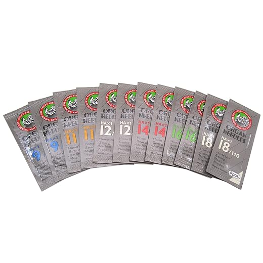Organ Needle in CKPSMS Clear Plastic Box - Organ-HAX1 Sewing Needles Compatible with/Replacement for Singer Brand, Pfaff Brand, RICCAR Brand, Brother Brand (Organ-HAX1#9#11#12#14#16#18 60PCS)