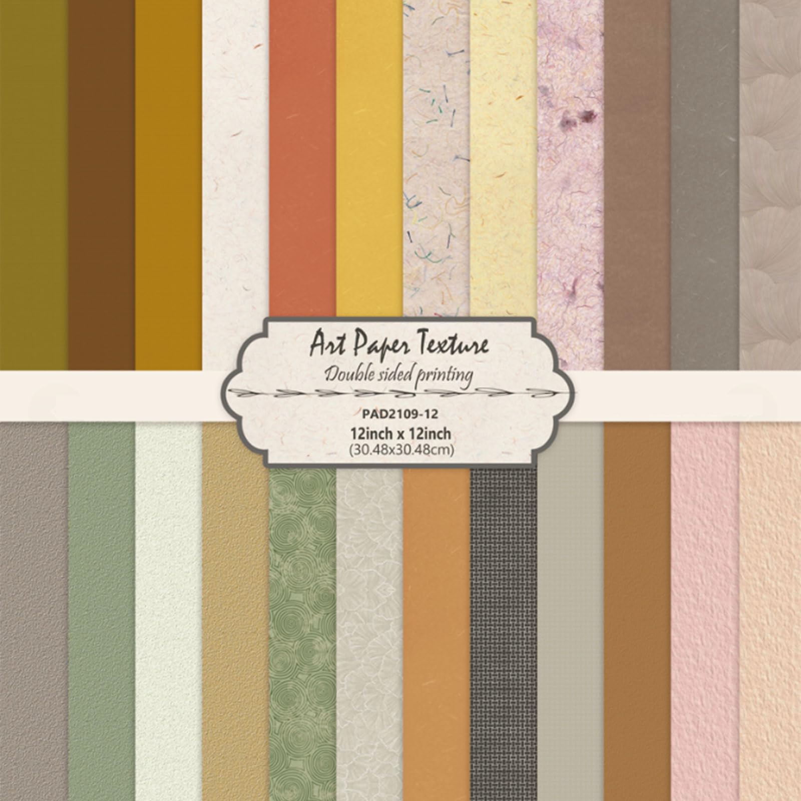 Vintage 12x12 Scrapbooking Cardstock Decorative Paper - 24 Sheets - for Card Making Journaling Planner Origami Textured Decorative Scrapbook Paper Scrapbook Materials Supplies (Art Paper Texture)