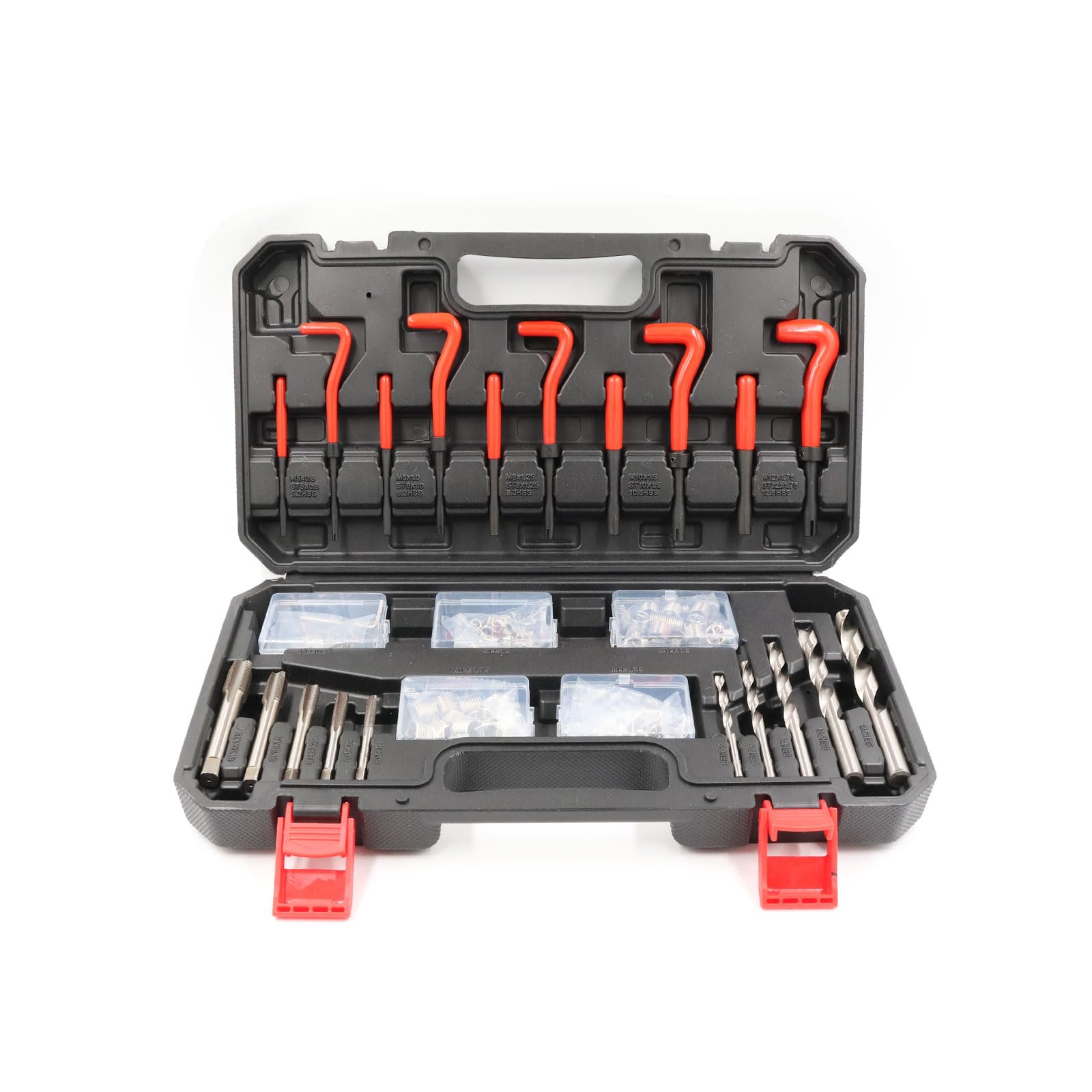 Kit di riparazione per filettatura, 131 pezzi, con inserti M5, M6, M8, M10, M12, manicotti, strumenti di riparazione filettatura, inserti filettati