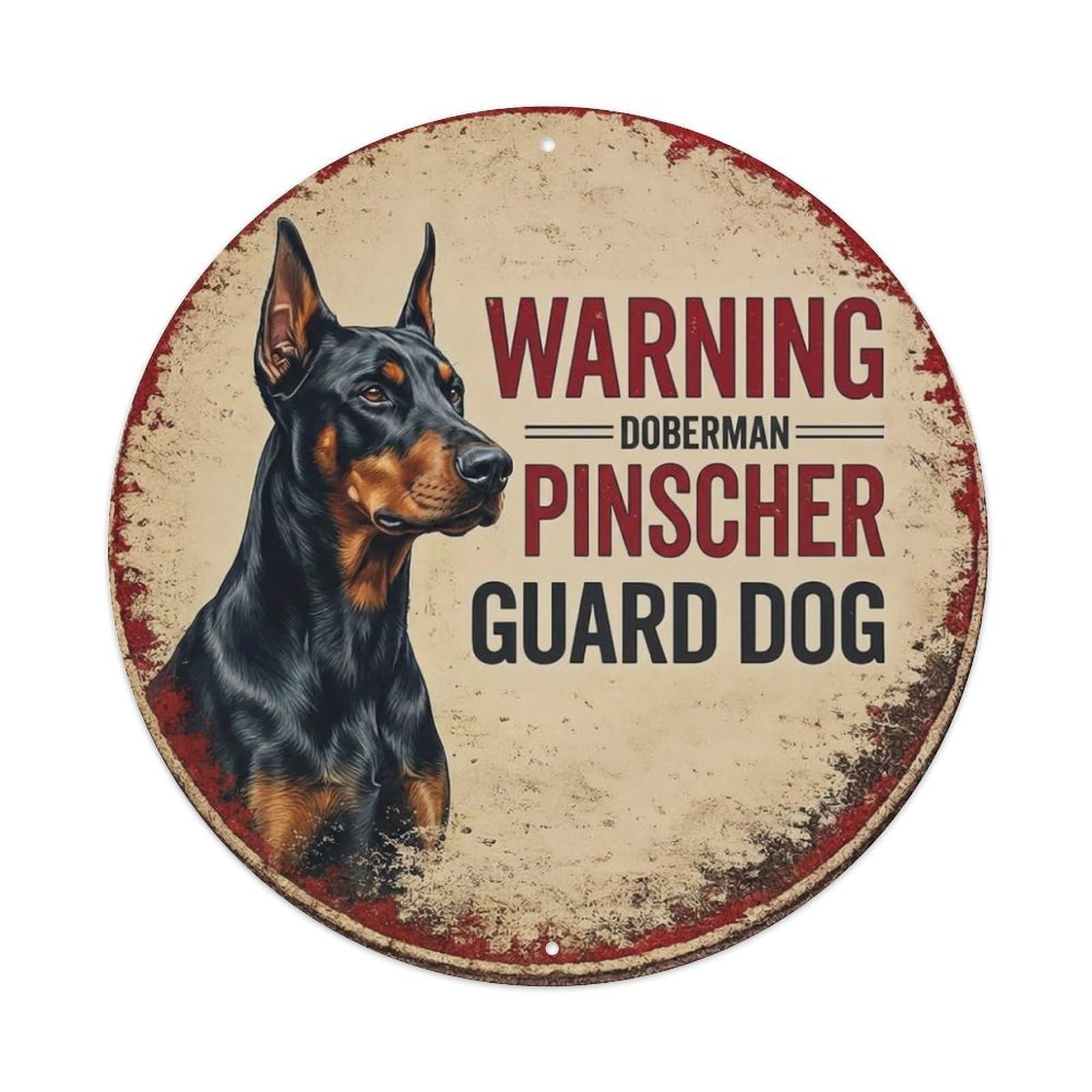 Tgrcjimh Style Metal Tin Sign Vintage Warning Doberman Pinscher