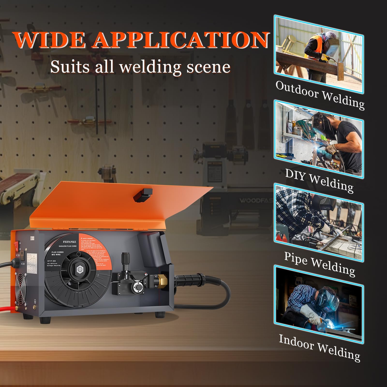 FEIFANKE Alambre de Soldadura 0,8 mm 3KG E71T-GS Hilo Soldar Sin Gas Para Máquina de Soldar, Rollo de Alambre D100,3 Pieza