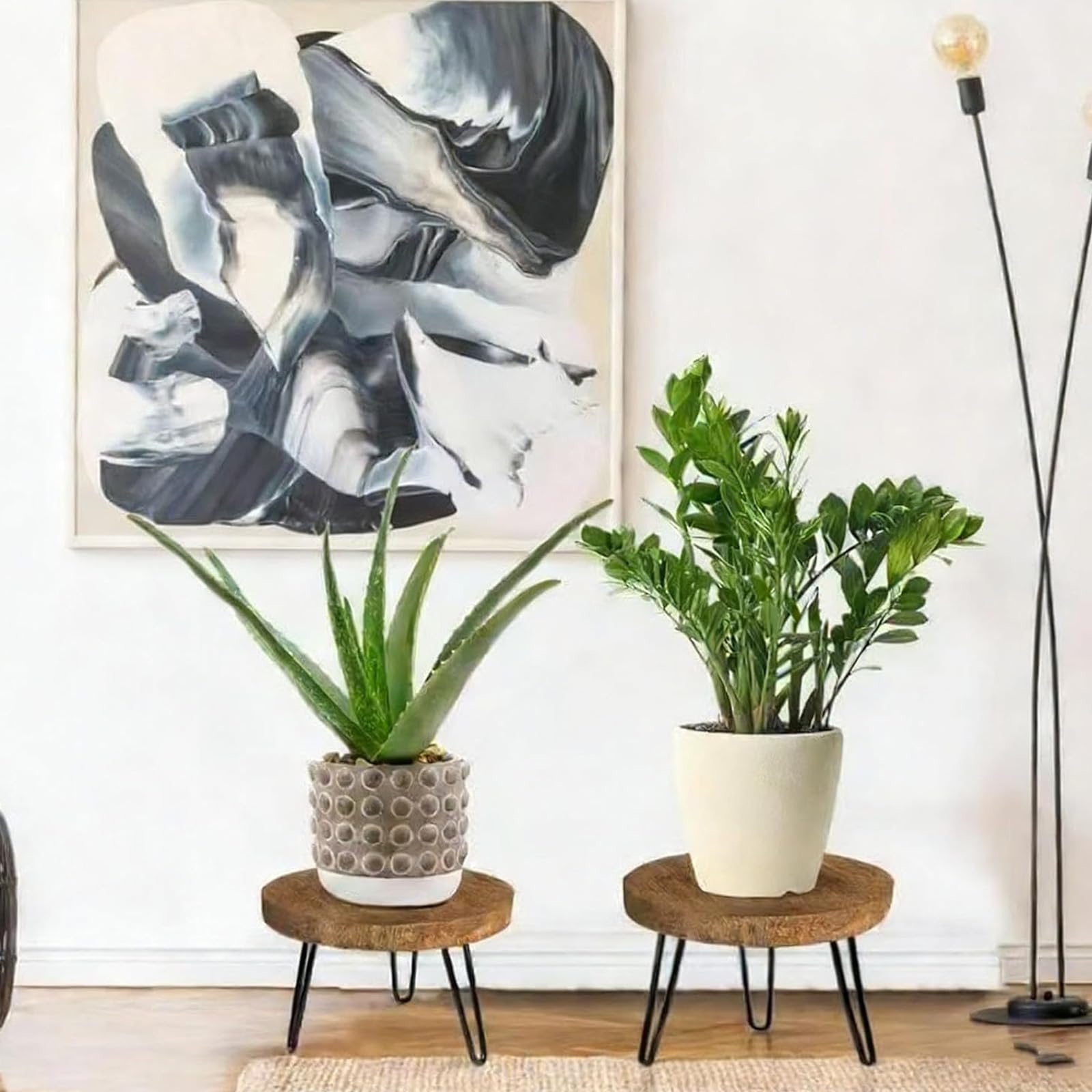 Soporte para Plantas de Madera,Carga Pesada Soporte para Macetas Redonda,Soporte de Madera para Plantas en Maceta,Taburete para plantas de madera,para Hogar Jardín Patio Interior Exterior