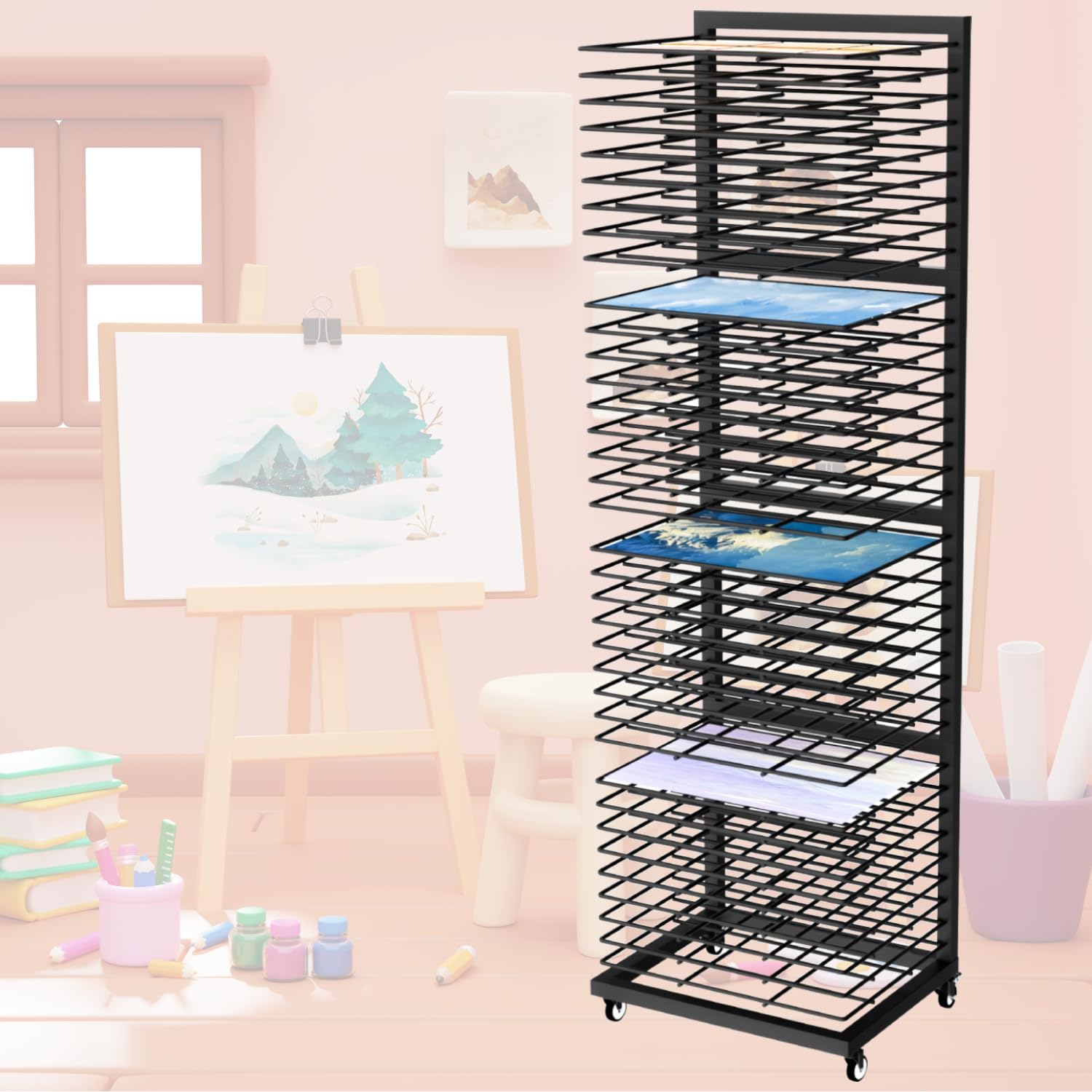Amazon.com: LIAQICHA 25 Removable Shelves, Art Drying Rack for ...