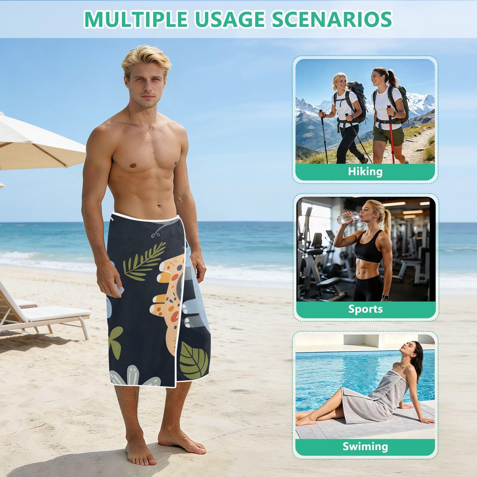 Grandes serviettes de plage avec sacs en maille pour adultes, petit éléphant et étoiles, serviette de bain avec fermeture magnétique, anti-sable, absorbante à séchage rapide, pour piscine