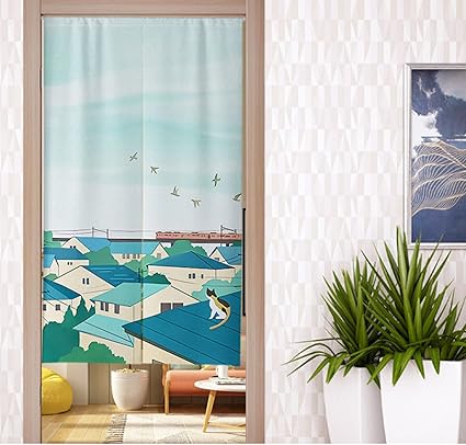 Amazon のれん ロング 目隠し おしゃれ 和風 カラー 間仕切り カーテン 暖簾 ノレン 間仕切りカーテン 65 90cm つっぱり 目隠し オレンジ 部屋 仕切り カーテン 風景 緑 脱衣 所 洗面所カーテン ロング丈 洗濯 抽象 模様替え 引っ越し のれん オンライン通販