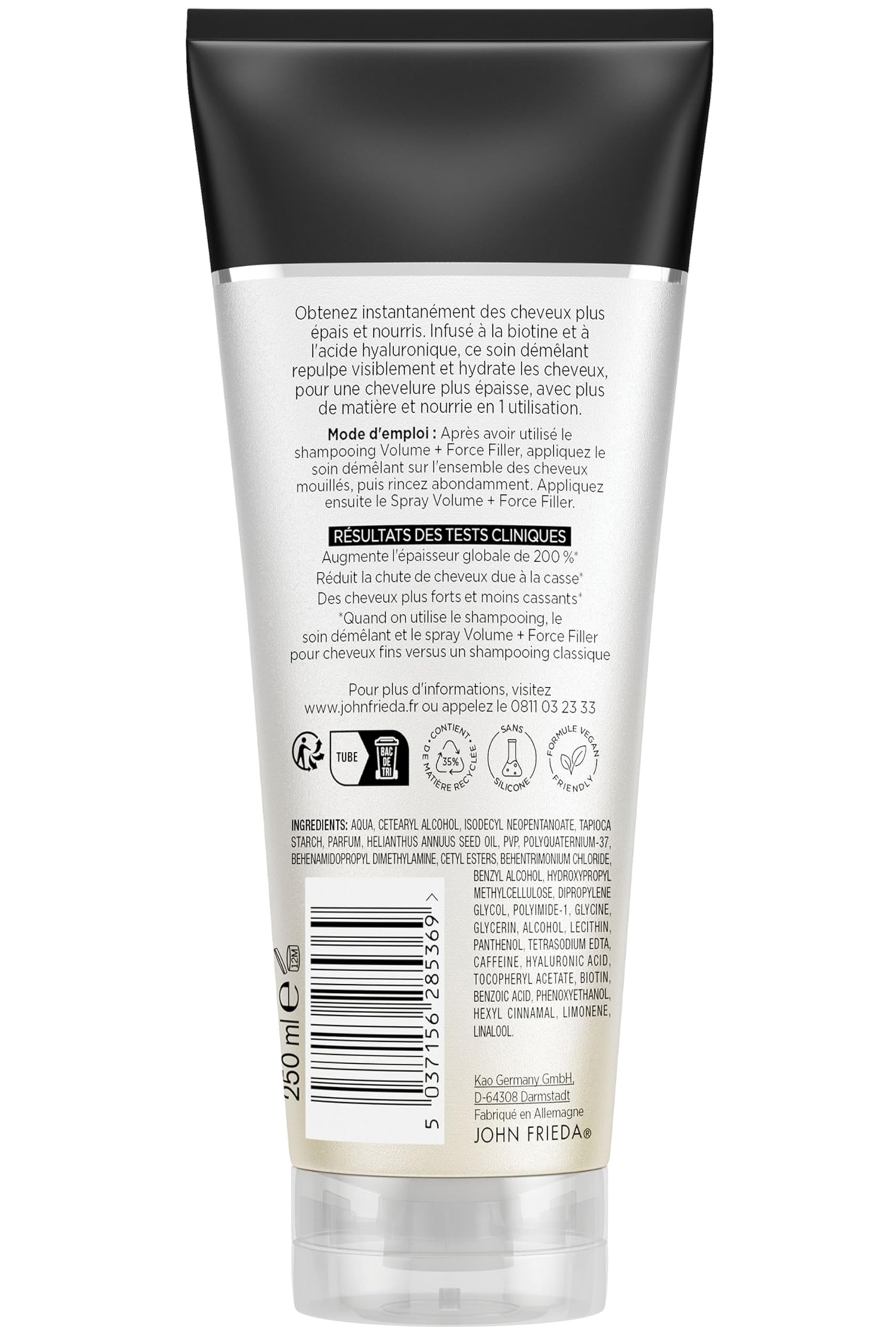 John Frieda Volume + Force Filler Soin Démêlant Epaississant 250ml