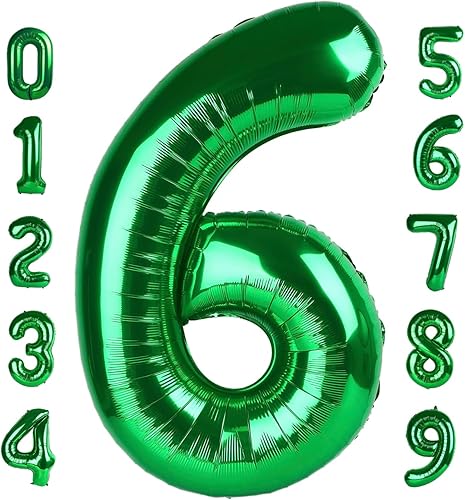 Globo verde oscuro del número 6 de 40 pulgadas, globo de 6 cumpleaños para niños y niñas, color negro Jumbo 16, 60, 61, 65, globos de helio de