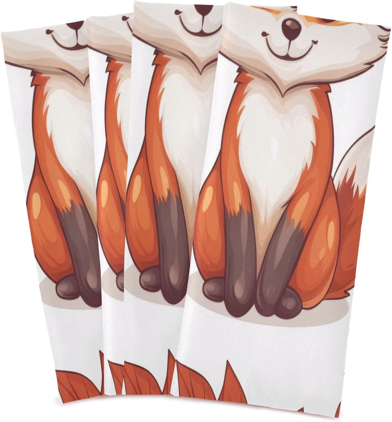 Cute Fox Kitchen Towels Set of 6, Soft Absorbent Quick Drying and Reusable Dish Towels for Kitchen, Bathroom and Home Decor, 18 x 28 in