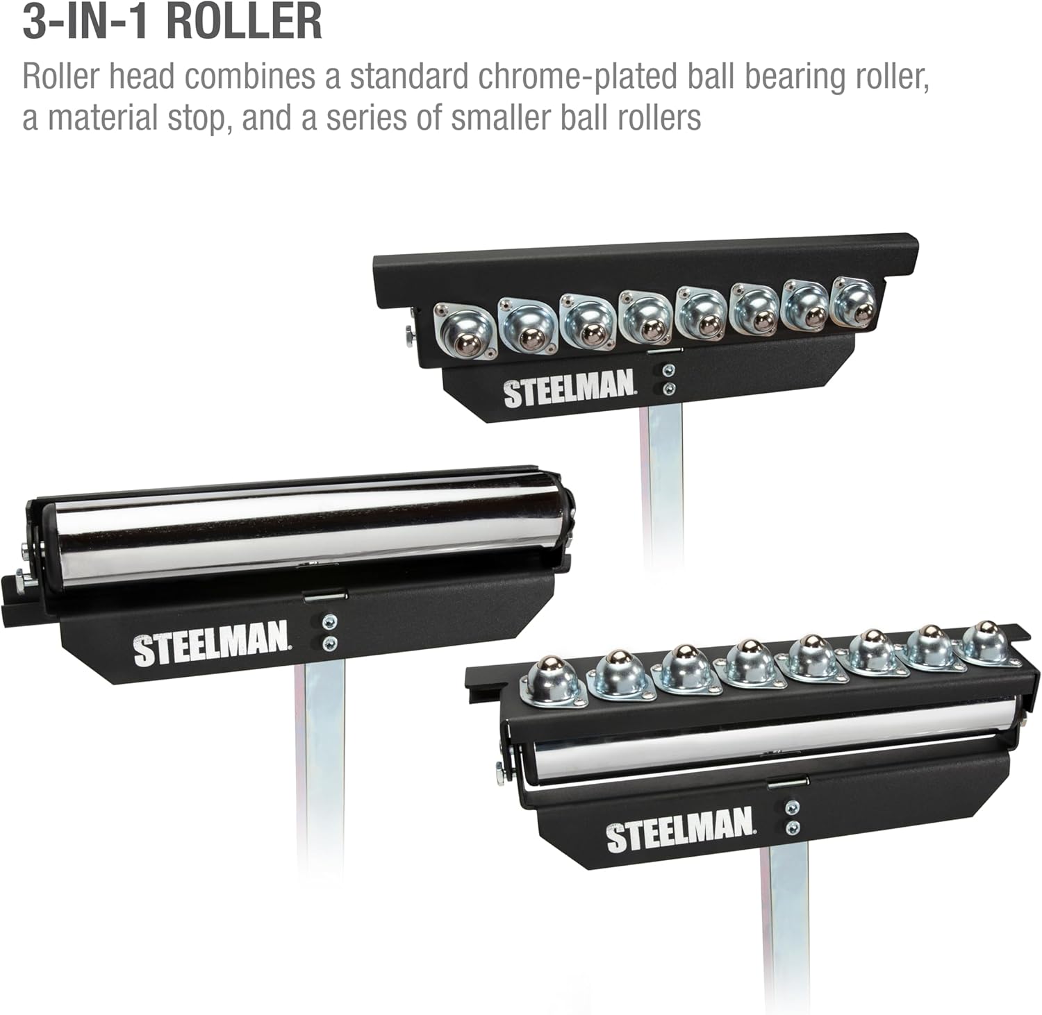 Steelman Single Roller Stand Workstation Support, Durable Steel Construction, Adjustable Height, Foldable for Portability, 132 lb. Capacity