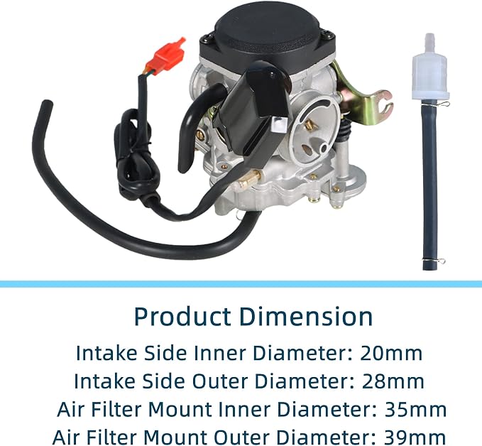 Carburador 20mm para Cuatriciclo GY6 50cc 100cc miniatura 4