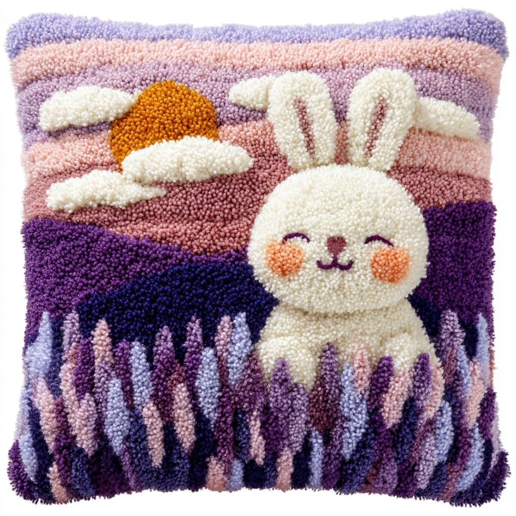 WallustrioaW Latch Hook Pillow Case Kits,Rabbits and Flowers