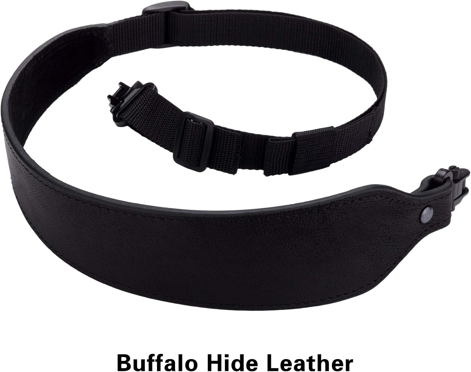 BOOSTEADY Rifle Sling Buffalo Hide Leather Sling with Swivels, Durable Gun Strap, Metal Hardware 1" Wide, Black - Image 3