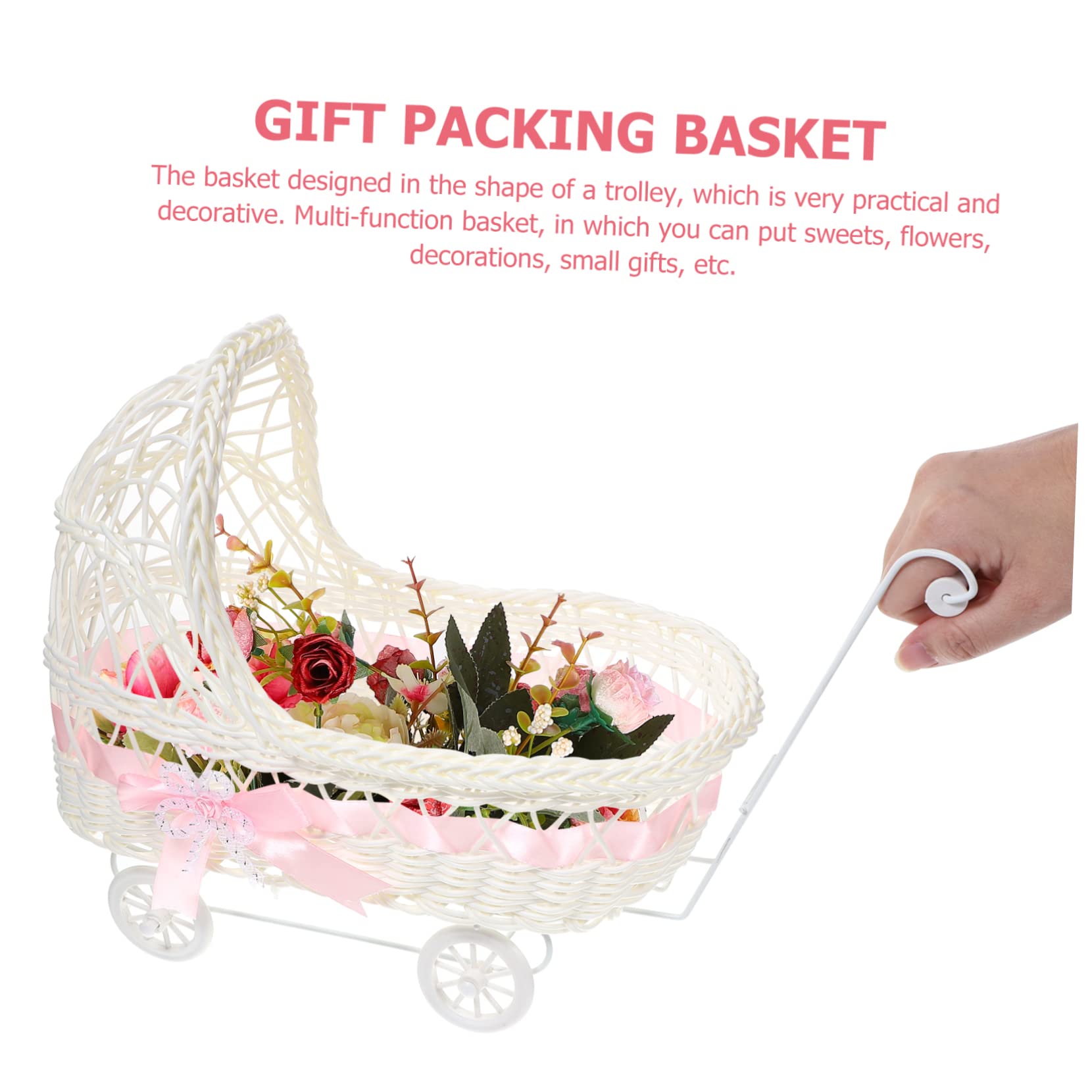 ULDIGI Prop Basket for Babies Baby Carriage Basket Cutie Baby Shower Decorations