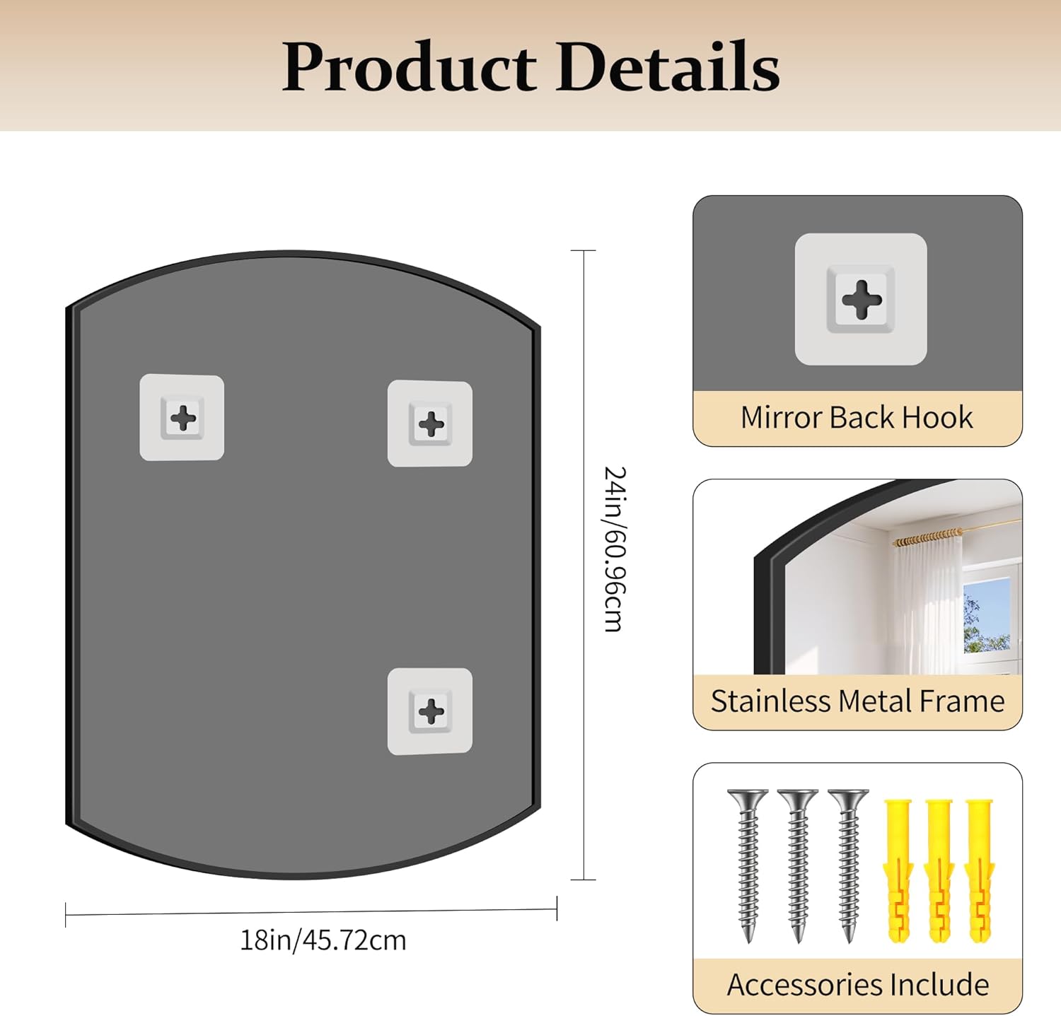 Bathroom Mirror, 18x24 Inch Black Oval Wall Mounted Mirror with Thin Metal Frame, Modern Bathroom Vanity Mirrors for Over Sink, Entryway, Living Room, Bedroom