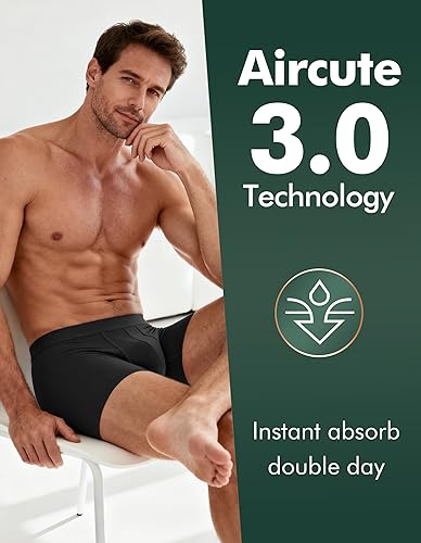 Miniatura 3 de AIRCUTE Washable Absorbency Urinary Incontinence Underwear for Men Bladder Leakage Protection Boxer Briefs, 3 Pack