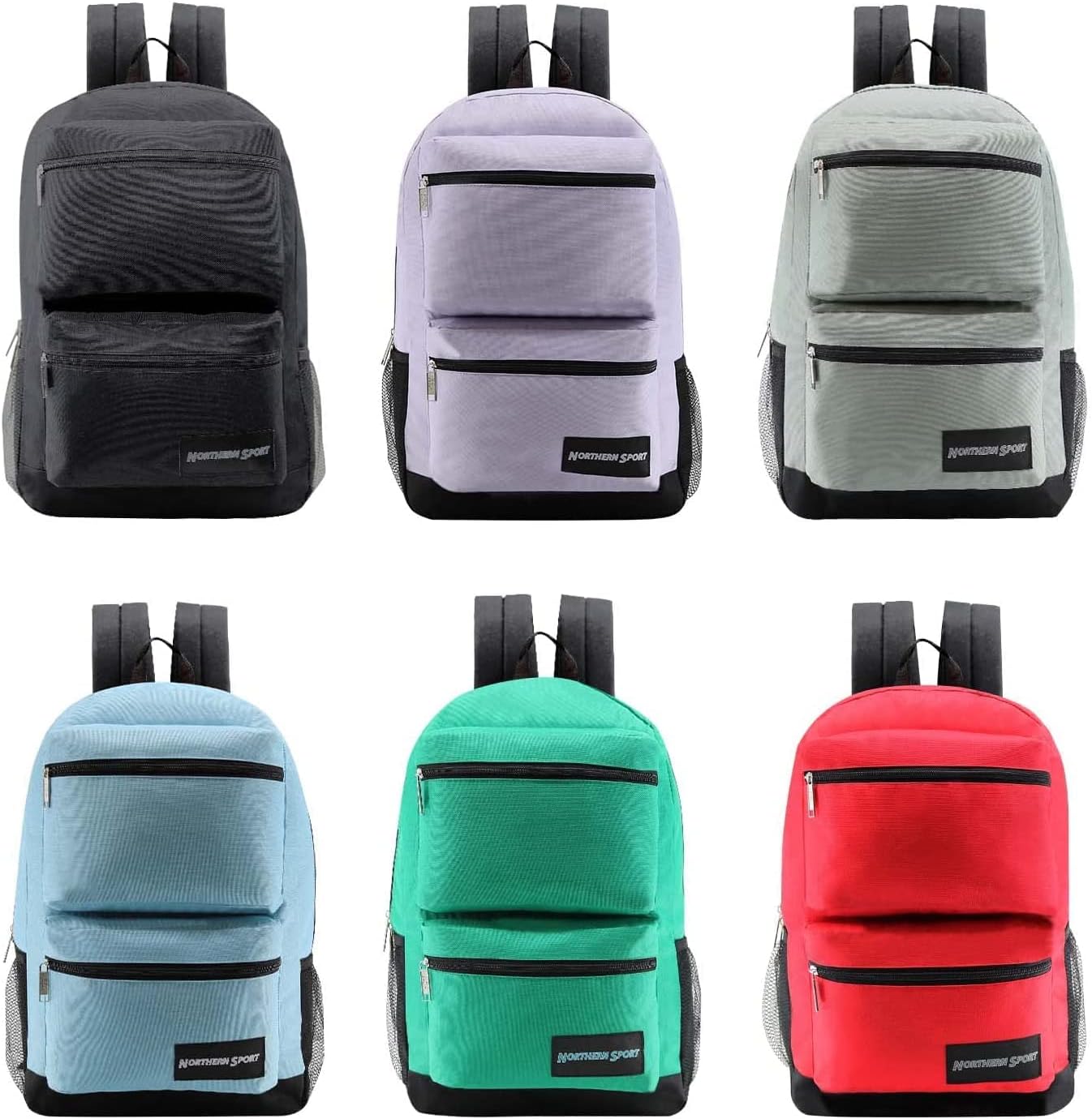 24-Pack 19" Backpacks for Kids - Bookbags in Bulk for Elementary, Middle, and High School Students, 6 Assorted Colors
