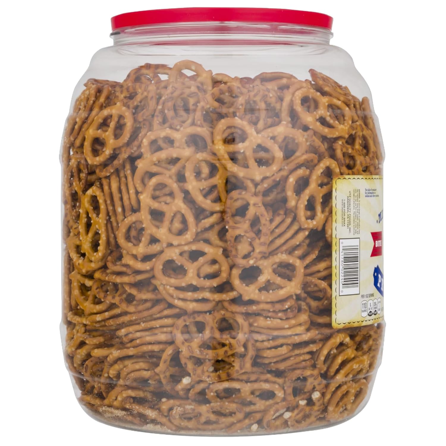 Utzz Mini Twist Pretzels, Classic, 60 Ounce Jar, Crunchy Traditional Pretzels Snacks, Resealable Container, 500+ Pieces