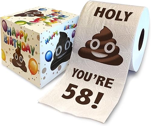 Miniatura 1 de Printed TP Holy Poop You're 58 - Papel higiénico impreso con texto en inglés Happy 58 Birthday, divertido papel higiénico para la mejor broma,