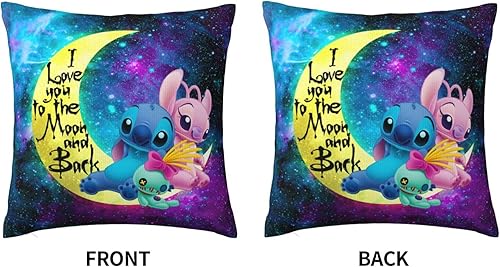 Miniatura 2 de FEDIMA Bonita funda de almohada de 18 x 18 pulgadas, Ohana Stit0h, funda de almohada decorativa cuadrada para niñas y niños, regalos de cumpleaños