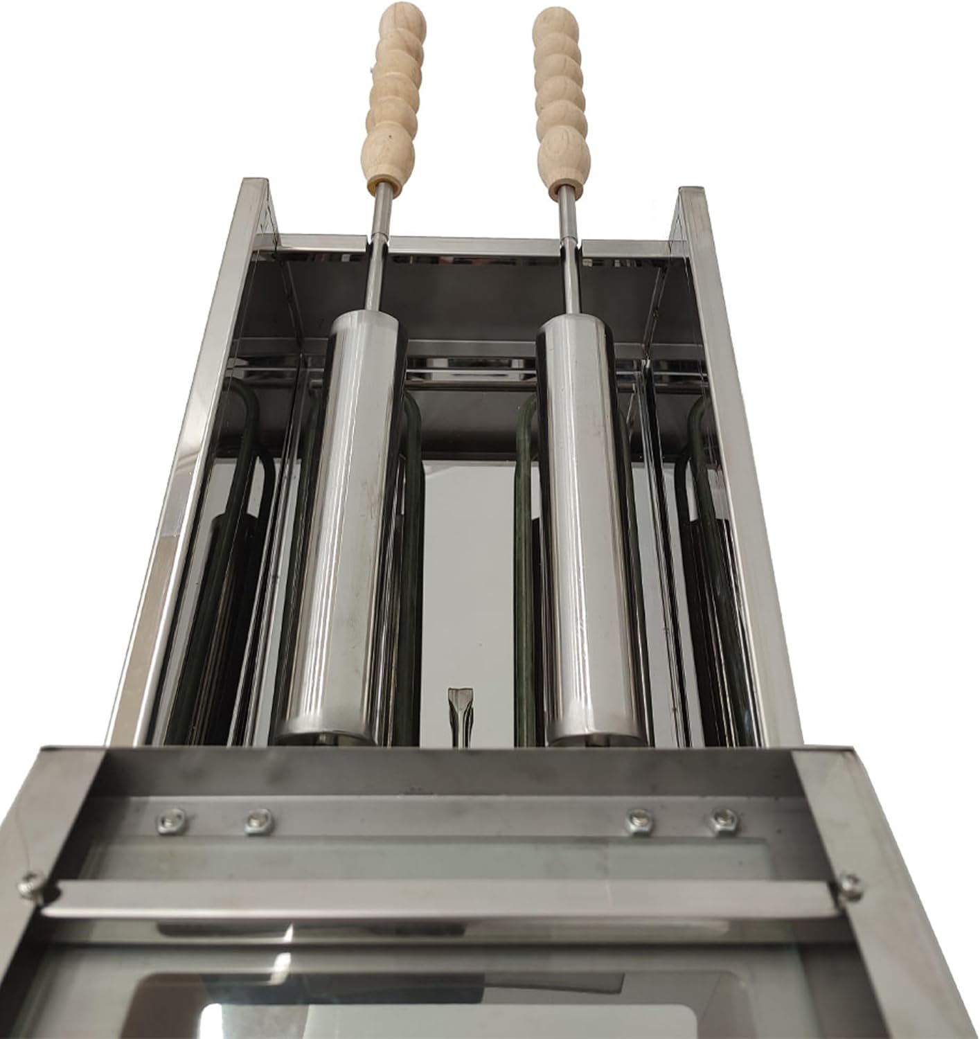 TECHTONGDA Chimney Cake Machine Oven Electric Chimney Bread Roll Maker, Commercial Ice Cream Cone Maker with 2 Stainless Steel Molds and Wooden Handles for Bakery Family Kitchen 110V