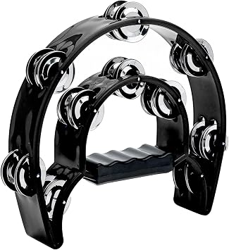 Musfunny Tambourine Musical Instrument 2 Rows Metal Bell Handheld Percussion Instrument