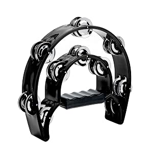 Musfunny Tambourine Double Row Metal Jingles Hand Held Percussion Half-Moon Tambourines Musical Instrument Gifts for Adults Party -