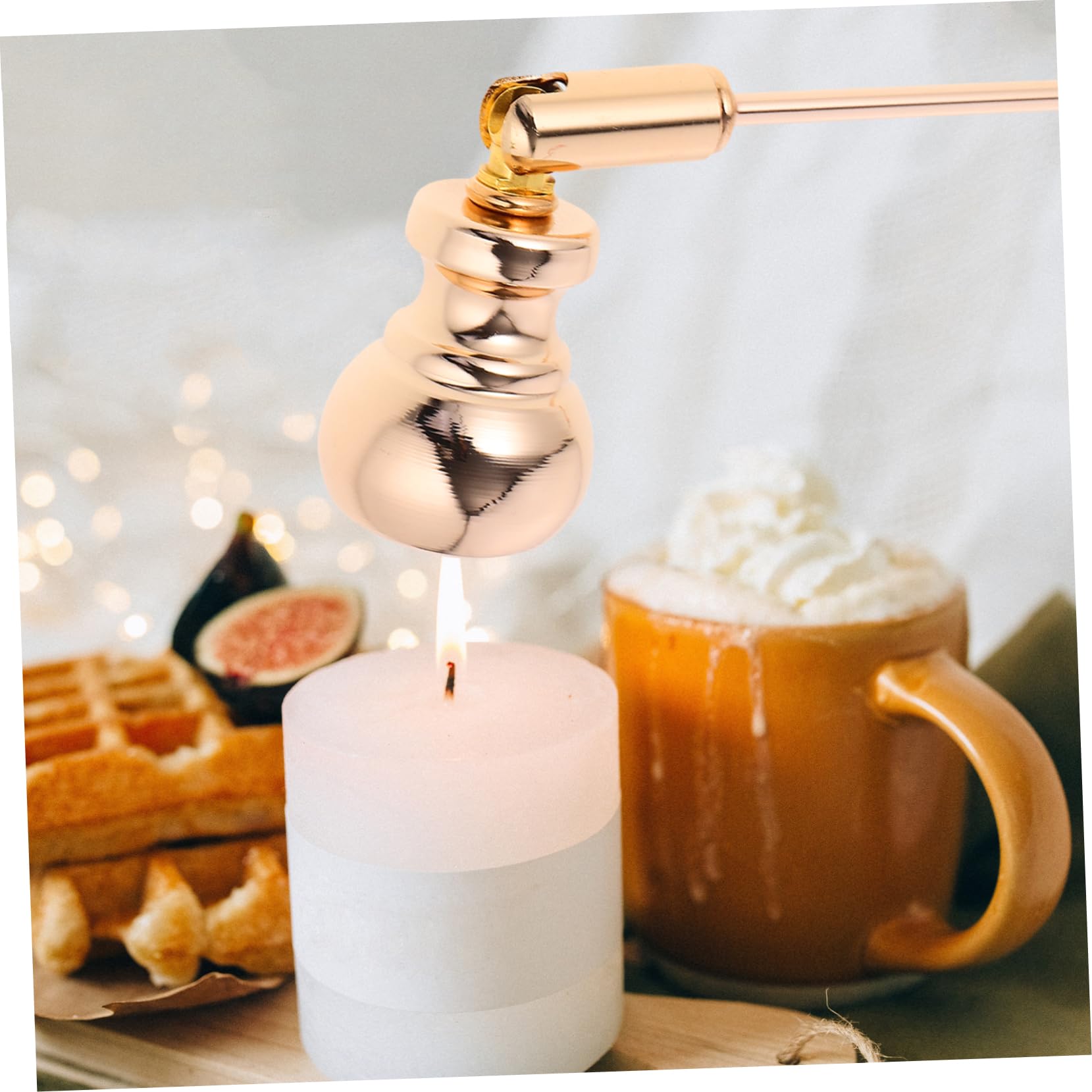 GLEAVI Sturdy Iron Art Gourd Candle Extinguisher Long Handle Snuffer for Tapered Dinner Candles Extend Life