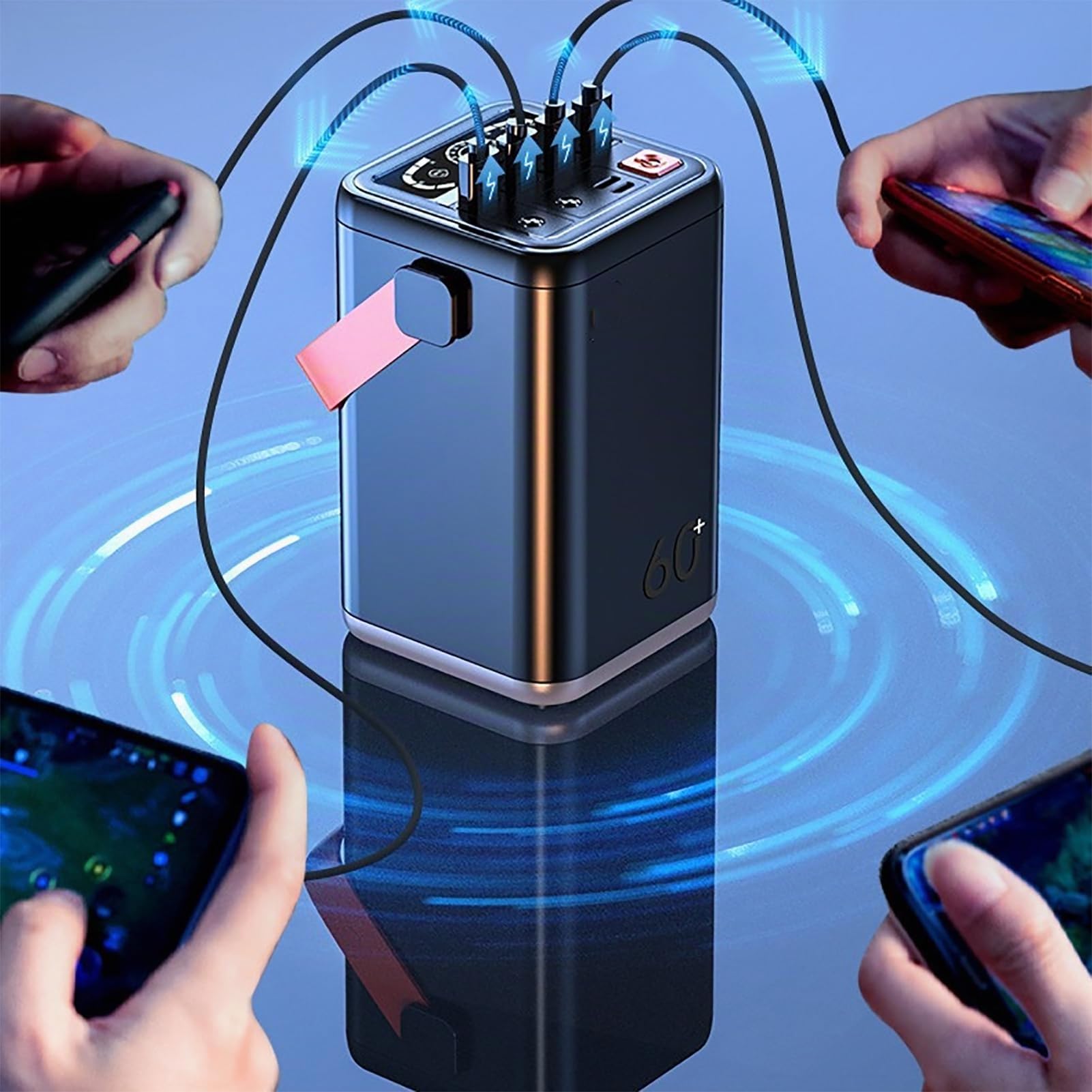Centrale elettrica portatile, 60000 mAh Alimentatore per accumulo di energia di emergenza da campeggio da campo, Carica rapida di nuova generazione da 36 W, Supporto per ricarica e scarica grigio
